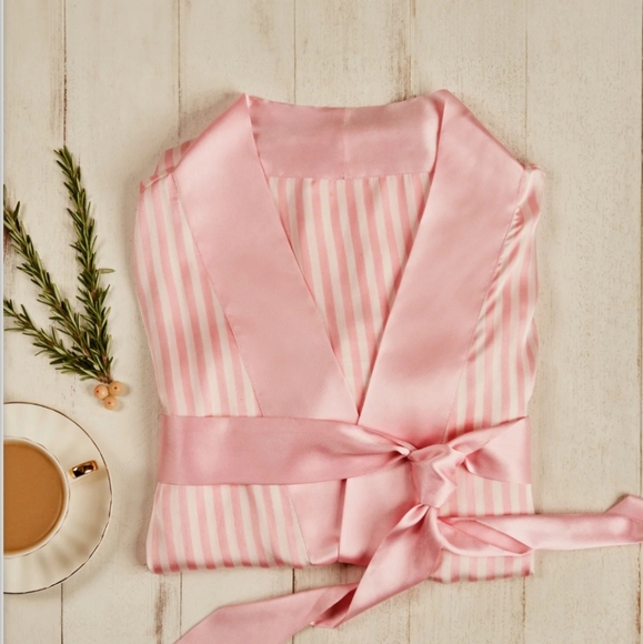 NWT Mumu x Curateur The Harlow Robe - Pink Stripe - Picture 7 of 10